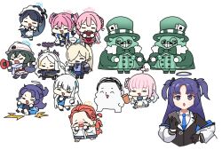  2boys 6+girls aris_(blue_archive) aris_(maid)_(blue_archive) blue_archive chibi chibi_only commentary_request doodle_sensei_(blue_archive) goz_(blue_archive) hina_(blue_archive) kanna_(blue_archive) korean_commentary koyuki_(blue_archive) maid mika_(blue_archive) mimori_(blue_archive) minori_(blue_archive) multiple_boys multiple_girls noa_(blue_archive) police police_uniform policewoman school_uniform sechi_(sechihyeo) sensei_(blue_archive) simple_background white_background yuuka_(blue_archive) yuuka_(track)_(blue_archive) yuzu_(blue_archive) 