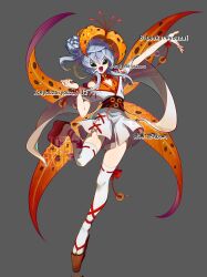  1girl alternate_costume commentary commission digimon digimon_(creature) dress english_commentary flower highres leaf_wings leggings lilimon long_hair monster_girl open_mouth plant_girl tiger_lily white_dress white_hair wings youzaiyouzai112 
