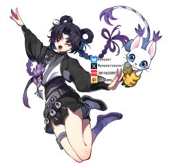  1girl absurdres animal_ears animal_hands blue_eyes cat digimon digimon_(creature) furry gloves highres long_hair open_mouth original paw_gloves red_eyes smile tail tail_ornament tail_ring tailmon youzaiyouzai112 