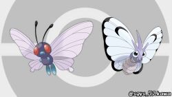  antennae bug butterfly butterfree colored_skin commentary_request extra_arms fangs flying horns moth no_pupils poke_ball_symbol pokemon pokemon_(creature) purple_skin red_eyes shigeyasu. venomoth 