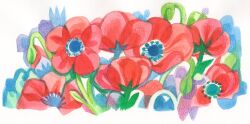  absurdres bud commentary english_commentary flower flower_focus highres leaf no_humans original painting_(medium) poppy_(flower) red_flower simple_background still_life traditional_media watercolor_(medium) whipcreamtea white_background 