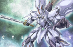  character_name claws commentary cowboy_shot cybuster glowing glowing_eyes green_eyes highres holding holding_sword holding_weapon horns jinri_shijie looking_at_viewer mecha mecha_focus mechanical_horns mechanical_wings no_humans open_hand outer_glow outstretched_arms reaching reaching_towards_viewer robot science_fiction space super_robot super_robot_wars super_robot_wars_original_generation super_robot_wars_original_generations super_robot_wars_the_lord_of_elemental sword weapon wings 