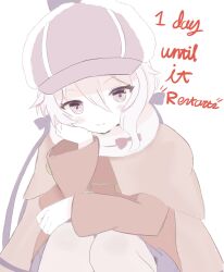  1girl cape commentary_request deerstalker detec_bell detective fur_cape hand_on_own_chin hat highres looking_at_viewer magical_girl mahou_shoujo_ikusei_keikaku mahou_shoujo_ikusei_keikaku_restart short_hair sitting smile solo teepa 