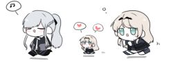  3girls ak-12_(girls'_frontline) an-94_(girls'_frontline) blonde_hair blue_eyes blush bow chibi chibi_only deng_(noplan3321) girls_frontline hair_bow hair_ornament headband heart long_hair multiple_girls musical_note running spoken_heart spoken_musical_note 