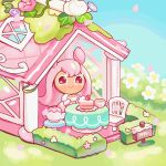  animated animated_gif blossom cherry cherry_blossom cherry_blossom_cookie cherry_blossoms cookie cookie_run cookie_run_kingdom cookie_run_ovenbreak gif not_my_art picnic pink pink_clothes pink_eyes pink_hair tagme_artist_translation tea white white_clothes 