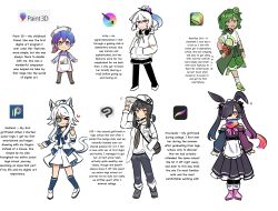  animal_ears black_hair character_request green_hair hat highres hood hoodie multicolored_hair one_of_agnes_digital original personification ponytail rabbit_ears short_hair twintails white_hair white_hat white_hoodie 