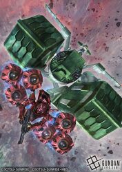  beam_cannon beam_rifle bit_(gundam) commentary_request copyright_notice deraken energy_gun english_text fleet gundam gundam_card_game gundam_gquuuuuux logo mecha mecha_focus mobile_suit nebula no_humans official_art promotional_art realistic red_gundam robot science_fiction shield space spacecraft star_(sky) sunrise_(company) thrusters title v-fin weapon white_base zeon zero_gravity 