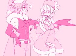  adell_(disgaea) christmas commentary couple demon_wings disgaea dress english_commentary hat looking_at_another makai_senki_disgaea_2 puffphox rozalin santa_costume santa_dress santa_hat wings 