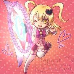  >_o 1girl 793_(oo793oo) :p ;p blonde_hair blood blood_on_clothes blood_on_face bow commentary_request don_quixote_(project_moon) e.g.o_(project_moon) full_body garter_straps hand_up holding holding_wand in_the_name_of_love_and_hate_(e.g.o) limbus_company lobotomy_corporation_(identity)_(project_moon) long_hair looking_at_viewer magical_girl one_eye_closed pink_bow pink_garter_straps pink_skirt pink_trim pink_vest project_moon skirt solo thigh-highs tongue tongue_out two_side_up v vest wand white_thighhighs 