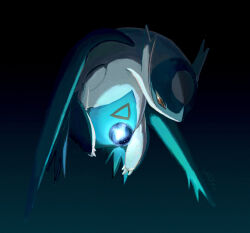  blue_background blue_theme claws full_body glowing highres latios looking_down no_humans orb pn_(ltpn_257) pokemon pokemon_(creature) red_eyes signature solo 