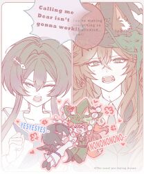  >_< 1boy 1girl afterimage anger_vein angry arguing bird_wings black_hair blue_neckerchief blush border brown_hair character_pov collarbone collared_shirt crossed_bangs degrees_of_lewdity dot_nose double-parted_bangs facing_another fangs feathered_wings fighting fish_skeleton_hair_ornament freckles furrowed_brow green_eyes green_hat green_jacket green_necktie gwylan_(degrees_of_lewdity) gwylan_(male)_(degrees_of_lewdity) hair_between_eyes hair_intakes hair_ornament hat heart hetero highres jacket long_hair long_sleeves multiple_pov namelesswithfox neckerchief necktie open_mouth player_character_(degrees_of_lewdity) player_character_(female)_(degrees_of_lewdity) pov puff_of_air sailor_collar screaming shirt short_hair_with_long_locks simple_background speech_bubble spiky_speech_bubble sweatdrop v-shaped_eyebrows very_long_hair white_border white_sailor_collar white_shirt wings witch_hat 