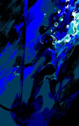  1girl air_bubble anchor blue_theme bubble commentary_request eico eyed_silhouette floating_hat full_body highres looking_at_viewer murasa_minamitsu one-hour_drawing_challenge silhouette solo touhou underwater 