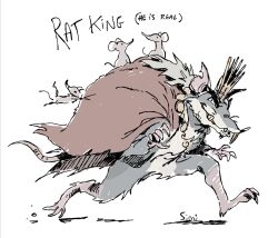  1boy animal_ears artist_name cape character_name claws deadlock_(game) english_commentary english_text fur-trimmed_cape fur_trim furry furry_male highres looking_at_viewer male_focus mouse_(animal) mouse_boy mouse_ears mouse_tail notched_ear rat_king_(deadlock) red_cape similaritycity simple_background smile tail white_background 
