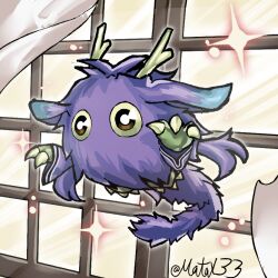  commentary dragon_horns dragon_tail duel_monster fluffy fusion horns kuriboh laundry_dragonmaid looking_ahead matax33 no_humans sparkle sparkling_aura tail yu-gi-oh! 