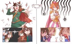  6+girls :i ? ^^^ admire_vega_(starry_nocturne)_(umamusume) admire_vega_(umamusume) animal_ears armor aura black_hair blank_eyes blonde_hair blue_eyes blue_shirt bow bowtie breasts brown_hair cape carlo_515 checkmark chest_jewel collared_shirt commentary_request confused cowboy_shot crop_top crown dark_aura dress ear_ribbon earrings epaulettes expressionless faceless faceless_female fingerless_gloves gloves gold_corset gold_ring gold_vambraces gradient_eyes green_dress green_eyes hair_between_eyes hand_on_own_chin highres hitodama holding holding_sign horse_ears horse_girl horse_tail jewelry katsuragi_ace_(dragon_rising_to_the_top)_(umamusume) katsuragi_ace_(umamusume) long_hair long_sleeves looking_at_viewer maruzensky_(formula_r)_(umamusume) maruzensky_(umamusume) medium_breasts meisho_doto_(turbulent_blue)_(umamusume) meisho_doto_(umamusume) mini_crown mr._c.b._(clear_bliss)_(umamusume) mr._c.b._(umamusume) multicolored_eyes multicolored_hair multiple_girls multiple_rings narita_top_road_(the_proud_road)_(umamusume) narita_top_road_(umamusume) necktie notice_lines o_o official_alternate_costume open_mouth orange_hair pauldrons personality_switch pink_cape pink_crown pink_eyes pleated_skirt red_cape red_eyes ring shirt short_hair shoulder_armor sign single_epaulette sirius_symboli_(feroce)_(umamusume) sirius_symboli_(umamusume) skirt smug sparkle sparkling_aura spoken_question_mark streaked_hair surprised sweat symboli_rudolf_(emperor's_path)_(umamusume) symboli_rudolf_(umamusume) t.m._opera_o_(o_sole_suo!)_(umamusume) t.m._opera_o_(umamusume) tail tearing_up umamusume vambraces violet_eyes white_background white_gloves white_necktie white_shirt 