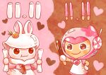 brown cookie cookie_run cookie_run_ovenbreak moon_rabbit_cookie moon_rabbit_cookie(character) moon_rabbit_cookie_(cookie_run) pink pink_choco_cookie pink_clothes white white_clothes