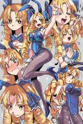  1girl ai-generated animal_ears blonde_hair blush breasts drill_hair fake_animal_ears fate/hollow_ataraxia fate_(series) ga-006 hair_ribbon highres long_hair luviagelita_edelfelt playboy_bunny rabbit_ears ribbon solo sparkle tagme yellow_eyes 