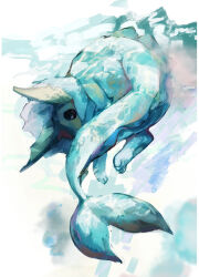  aomidori_iro black_eyes blue_skin cetacean_tail colored_skin fins fish_tail head_fins highres no_humans pokemon pokemon_(creature) pokemon_focus solo tail underwear vaporeon water 