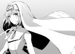1girl bare_arms bare_shoulders bob_cut bridget_(guilty_gear) gradient gradient_background greyscale guilty_gear habit highres looking_at_viewer monochrome nanahoshi_kou neck_ribbon nun ribbon sleeveless solo upper_body