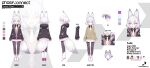  absurdres animal_ears black_jacket capriccio fox_ears fox_girl fox_tail hair_ornament highres jacket long_sleeves necktie open_mouth pantyhose phase_connect reference_sheet shirt simple_background skirt smile tail tenma_maemi violet_eyes white_background white_hair white_skirt white_tail 