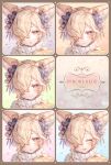  1boy animal_ears artist_name blonde_hair closed_eyes fox_boy fox_ears fox_tail granblue_fantasy heart highres kou_(granblue_fantasy) male_focus multiple_views shigaraki_(strobe_blue) smile sweater tail tongue tongue_out twitter_username yellow_eyes 