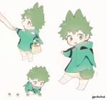 1boy adapted_costume animal_ears bag bloomers blush boku_no_hero_academia carrot child commentary freckles full_body green_eyes green_hair green_hoodie holding holding_bag holding_hands hood hood_down hoodie kemonomimi_mode kneeling long_sleeves looking_back male_child male_focus meltnotmelt midoriya_izuku open_mouth out_of_frame plant print_bag rabbit_boy rabbit_ears rabbit_tail short_hair simple_background sitting smile socks symbol-only_commentary tail twitter_username underwear white_background white_socks younger