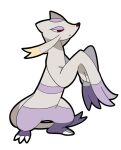  closed_mouth full_body light_smile looking_away mienshao nyaru_(nyaru_4126) pokemon red_eyes simple_background solo white_background 
