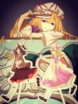  3girls :o absurdres alice_(alice_in_wonderland) alice_(alice_in_wonderland)_(cosplay) alice_in_wonderland animal_ears apron black_footwear black_headwear black_skirt blonde_hair book bow brown_hair brown_jacket chinese_commentary closed_mouth collared_jacket commentary_request cosplay cup dress fingernails folded_fan folding_fan frilled_dress frills hand_fan hand_on_headwear hat hat_bow hat_ribbon head_rest highres holding holding_fan jacket loafers long_hair long_sleeves looking_afar looking_down maribel_hearn medium_hair mob_cap multiple_girls mushroom neckerchief necktie open_book open_clothes open_jacket open_mouth paper_cutout pengyouta pink_bow pink_dress profile puffy_short_sleeves puffy_sleeves purple_tabard rabbit_ears red_neckerchief red_necktie red_ribbon ribbon saucer shirt shoes short_hair short_sleeves skirt smile split_mouth tabard teacup teapot touhou tree usami_renko very_long_hair violet_eyes walking white_apron white_bow white_dress white_headwear white_rabbit_(alice_in_wonderland) white_rabbit_(alice_in_wonderland)_(cosplay) white_shirt wide-eyed yakumo_yukari 