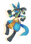  :o armlet blush chain commentary_request full_body highres jewelry lucario open_mouth pokemon pokemon_(creature) pokemon_(game) pokemon_unite red_eyes shigure_na_hito solo 