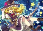  braid broom capura.l capura_lin hat kirisame_marisa long_hair touhou witch_hat yellow_eyes 