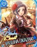 black_hair blush character_name dress idolmaster idolmaster_cinderella_girls okazaki_yasuha red_eyes short_hair