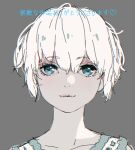  1girl blue_eyes closed_mouth d.k looking_at_viewer nier nier_(series) short_hair simple_background smile solo white_hair yonah 