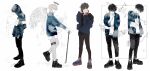  5boys angel_wings bishounen black_hair full_body halo male_focus multiple_boys multiple_views original solo somaz standing wings 