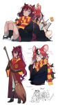  2girls animal_ears bandaid bandaid_on_face black_hair blue_eyes book broom cheese eus_ing floating food gloves hair_ornament hakos_baelz harry_potter_(series) heterochromia highres hogwarts_school_uniform hololive hololive_english horns irys_(hololive) long_hair mouse_ears mouse_girl mouse_tail multicolored_hair multiple_girls necktie pointy_ears purple_hair quidditch quill redhead scarf school_uniform shirt streaked_hair striped tail twintails virtual_youtuber white_hair 