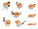  animal_focus bird commentary_request fletchling looking_down looking_up multiple_views no_humans open_mouth pokemon pokemon_(creature) simple_background ssalbulre white_background 