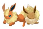  :3 blue_eyes closed_eyes closed_mouth commentary_request eevee flareon highres horezai looking_at_viewer no_humans one_eye_closed open_mouth pokemon pokemon_(creature) smile 
