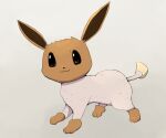  :3 animal_focus boke-chan brown_eyes closed_mouth commentary_request eevee full_body grey_background no_humans pokemon pokemon_(creature) shaved_body simple_background sketch solo standing 