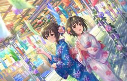  brown_eyes brown_hair fujiwara_hajime idolmaster_cinderella_girls_starlight_stage kimono long_hair smile 