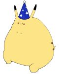  ._. :3 animal_focus black_eyes blue_headwear blush_stickers boke-chan closed_mouth commentary fat flat_color full_body hat no_humans party_hat pikachu pokemon pokemon_(creature) simple_background sketch solo star_(symbol) star_print super_smash_bros. white_background 