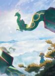  arc_draws bagon claws clouds commentary_request day dragon eastern_dragon highres no_humans outdoors pokemon pokemon_(creature) rayquaza signature sky yellow_eyes 
