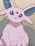  animal_focus artist_name bingus black_eyes boke-chan commentary english_commentary espeon forehead_jewel gem looking_at_viewer pokemon pokemon_(creature) red_gemstone signature sitting sketch solo twitter_username violet_eyes 