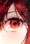  1boy 58_(opal_00_58) bangs close-up colored_sclera continents earth_(planet) eyelashes glowing highres light_particles looking_at_viewer original planet red_eyes red_sclera redhead reflection short_hair 