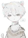  1boy animal_ears blush cat_boy cat_ears cat_tail grey_eyes grumpy_(purrfect_tale) long_sleeves male_focus nqni_0 purrfect_tale short_hair sketch solo sweatdrop sweater tail tongue tongue_out white_background white_hair 