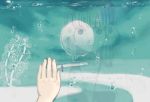  akagi_(pokemon) aquarium bad_id bubble hand_on_glass hikari_(pokemon) pokemon reflection thinking underwater uto_(sean-grian) water 