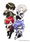  4boys animal_on_shoulder antenna_hair aqua_eyes aqua_hair ascot bangs belt_pouch black_coat black_gloves black_hair black_jacket black_pants black_ribbon black_shirt blonde_hair blue_eyes blue_hair boots chibi coat copyright crossed_legs drawstring earrings from_side fujishima02 full_body gloves gradient gradient_jacket grey_eyes grey_hoodie grin hair_ornament hair_over_one_eye hairclip high_heel_boots high_heels hitodama hizaki_gamma holding holding_mask holding_pencil holding_sketchbook holostars hood hooded_jacket hoodie jacket jewelry kotatsu_(yatogami_fuma) lapels loafers long_hair looking_at_viewer looking_to_the_side male_focus mask medium_hair minase_rio multicolored_hair multicolored_necktie multiple_boys necktie notched_lapels official_art open_collar orange_hair pants parted_lips pencil pink_footwear pink_hair pouch purple_ascot purple_hair raccoon red_shirt redhead ribbon sandogasa seigaiha shirt shoes short_hair simple_background skeleton_print sketchbook smile streaked_hair striped striped_shirt swept_bangs thigh_strap torn_clothes torn_pants two-tone_hair uproar_(holostars) utsugi_uyu vertical-striped_shirt vertical_stripes virtual_youtuber white_background white_footwear white_hair white_jacket yatogami_fuma yellow_belt yellow_eyes yellow_ribbon 