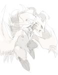  animal_focus claws commentary dragon fangs full_body highres monochrome no_humans open_mouth pokemon pokemon_(creature) reshiram simple_background sketch solo sukasshu_(mroooo) white_background white_theme 