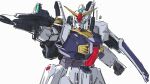  chanmura clenched_hand green_eyes gun gundam gundam_mk_ii holding holding_gun holding_weapon mecha mobile_suit no_humans robot science_fiction shield sketch solo v-fin weapon white_background zeta_gundam 