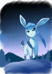  blue_eyes closed_mouth commentary_request from_below glaceon highres ia_(ilwmael9) looking_to_the_side night no_humans outdoors pokemon pokemon_(creature) sky solo standing star_(sky) 