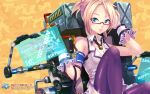 1920x1200 armband bent_knees black_legwear blonde_hair blue_eyes cecilia cleavage collared_shirt exposed_shoulders female frills glasses hair_up hand_on_head happy_birthday knees_up looking_to_the_side machinery pangya serious sitting solo thigh-highs touchscreen wallpaper wrist_cuffs zettai_ryouiki