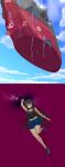  absurdres black_hair boat commission commissioner_upload flying highres kenzaki_ameri lady_justice_(series) long_hair multicolored_hair non-web_source shoes shorts streaked_hair strong superhero tank_top watercraft 